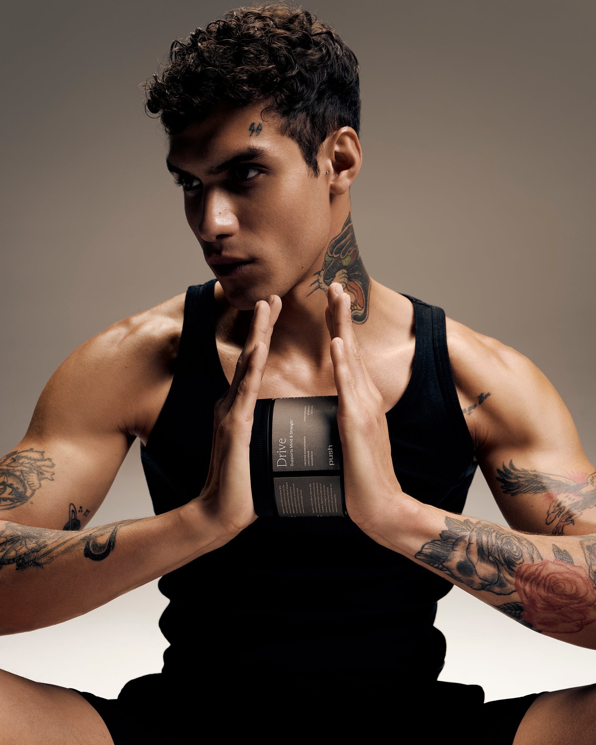 Push Drive supplement in a gym - Daily creatine ritual for strength and endurance.